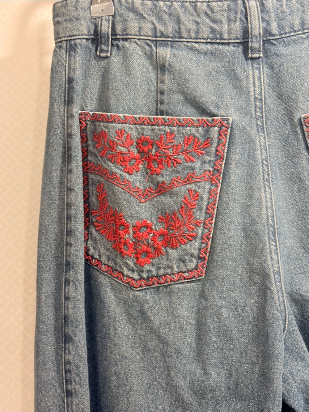 Damson Madder Neve Embroidered High-Rise Straight-Leg Jeans Size 12 - Picture 4 of 16